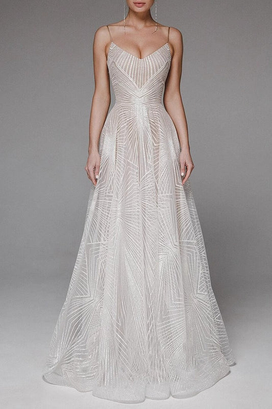 Retro Maxi Embroidered Slip Wedding Dress