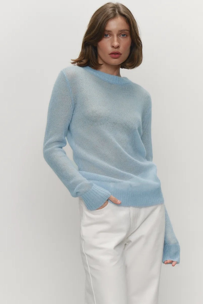 Top de punto de mohair con cuello redondo