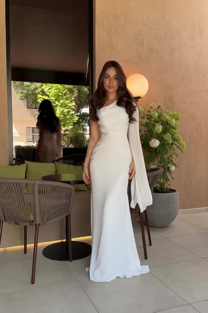 Vestido de fiesta de chifón con un solo hombro