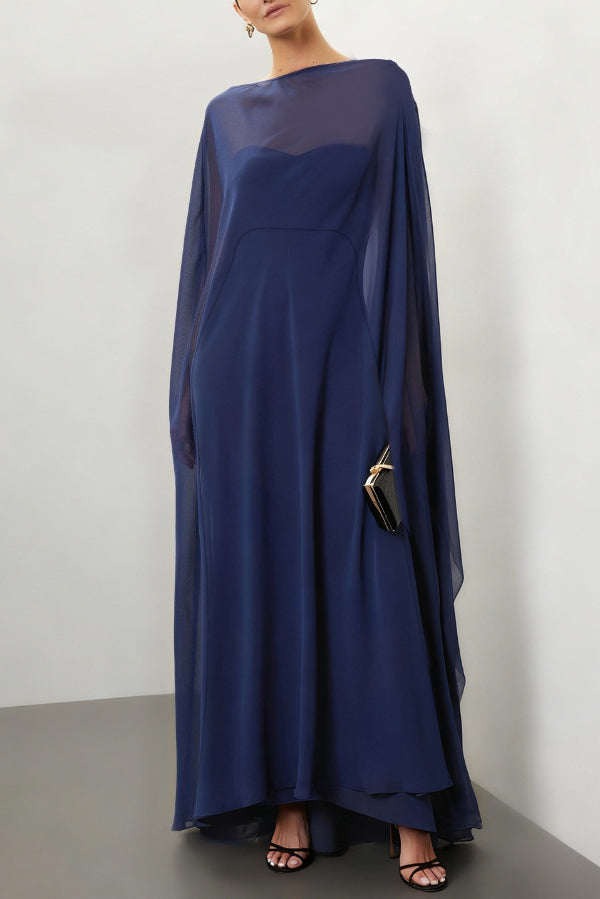 Fashionable Mesh See-through Maxi Cover-up Shawl Cape