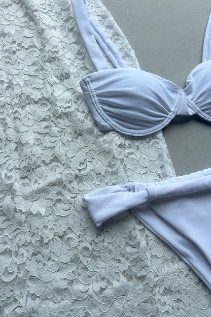 Conjunto de natación de tres piezas con bikini de encaje sexy