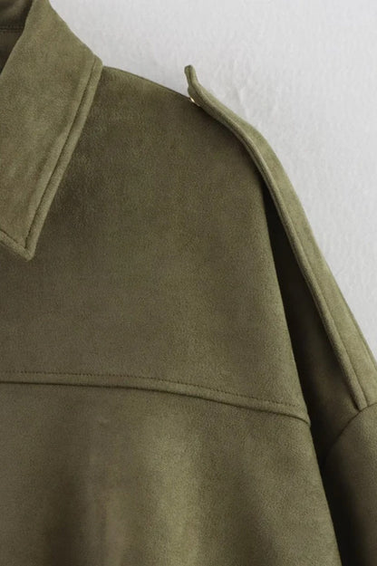 Suede Lapel Bomber Jacket