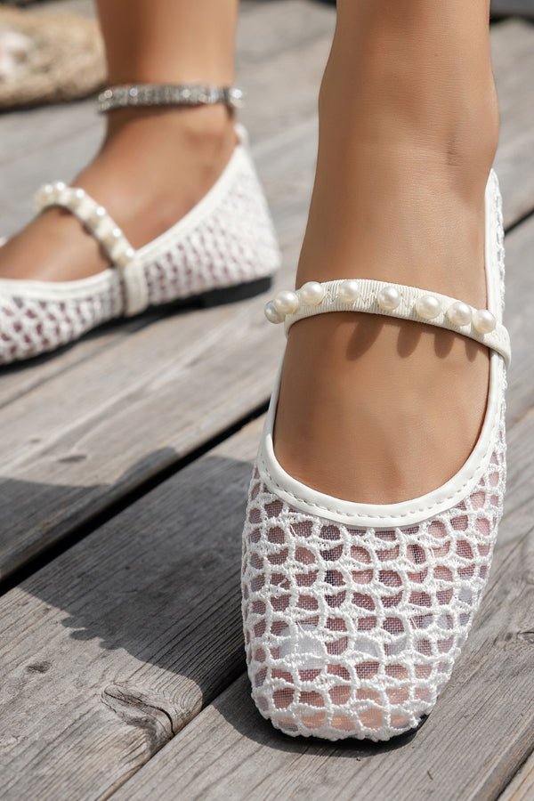 Stylish Hollowed-out Mesh Square Toe Flat Casual Shoes