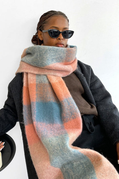 Solid Color Fringe Mohair Scarf