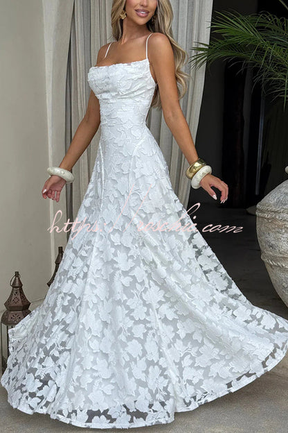 Francis Floral Burnout Jersey Fabric Cowl Neck Back Lace-up Maxi Dress