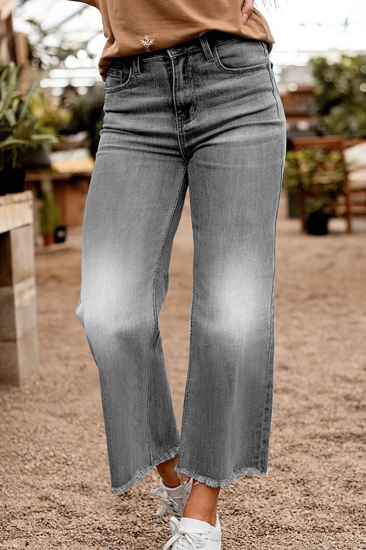 Raw Hem High Waist Straight Jeans