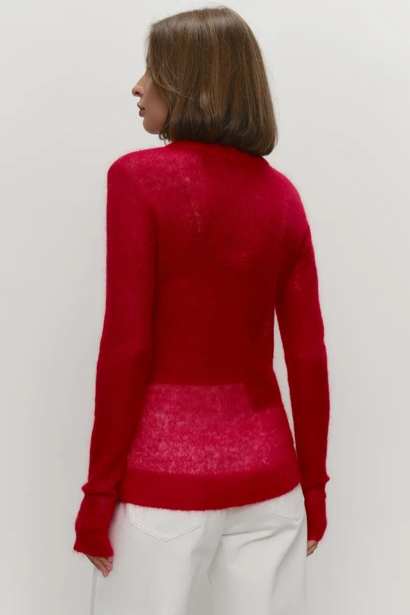 Top de punto de mohair con cuello redondo