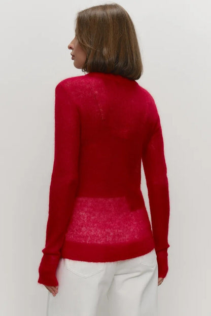 Top de punto de mohair con cuello redondo