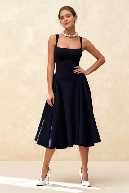 Backless Square Neck Fitted Party Dress