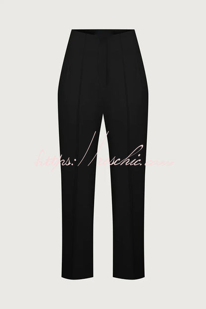 Exquisite and Fashionable High Waist Pocketed Straight Leg Pencil Pants