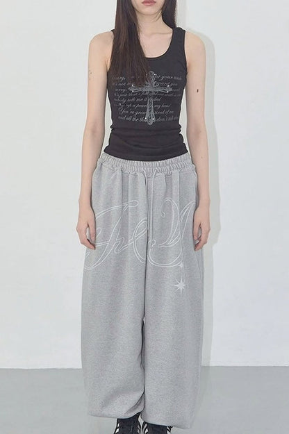 Pantalones Casuales Vintage con Ala de Letra de Hip-hop