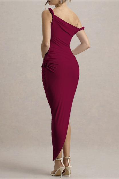 Vestido de fiesta maxi ceñido asimétrico