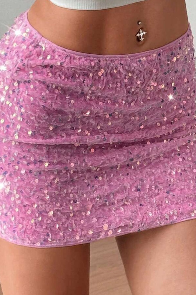 Minifalda ajustada de terciopelo con lentejuelas