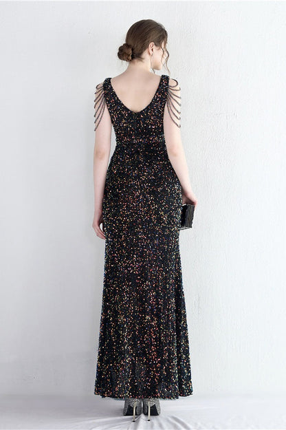 Vestido de Gala Sirena con Cuentas Distintivas