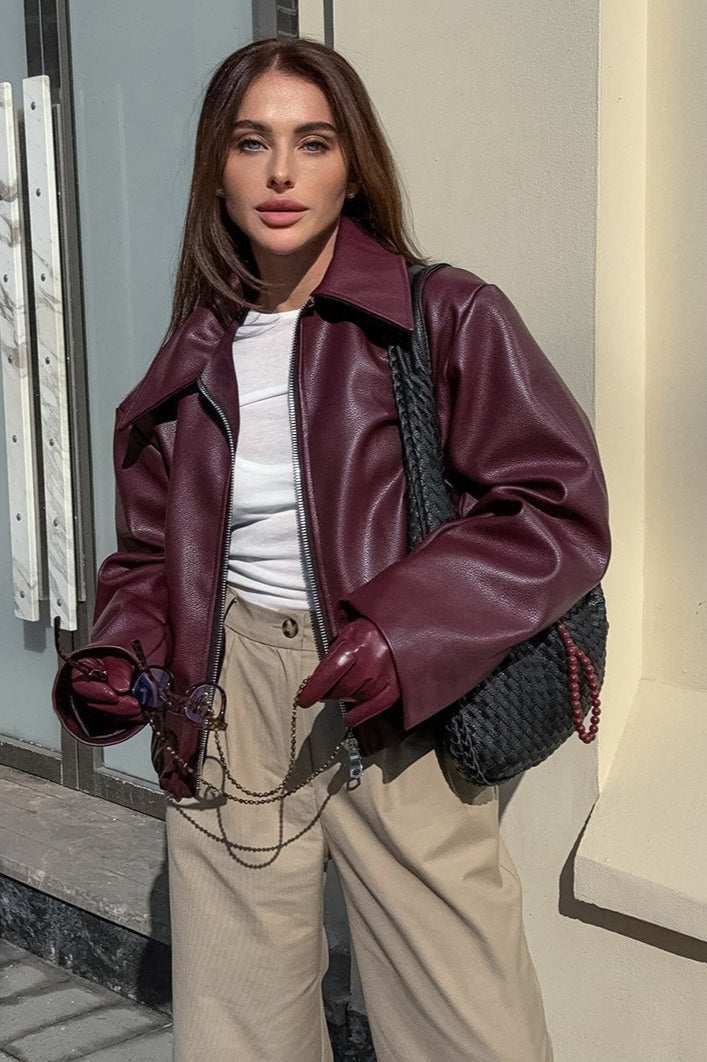Vintage Matte Leather Biker Jacket