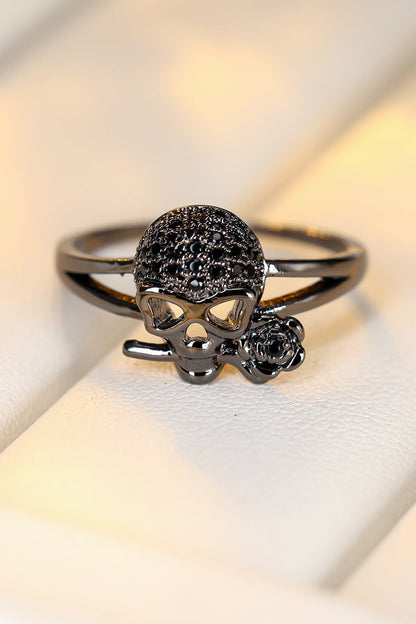 Punk-style Skull and Rose Ring