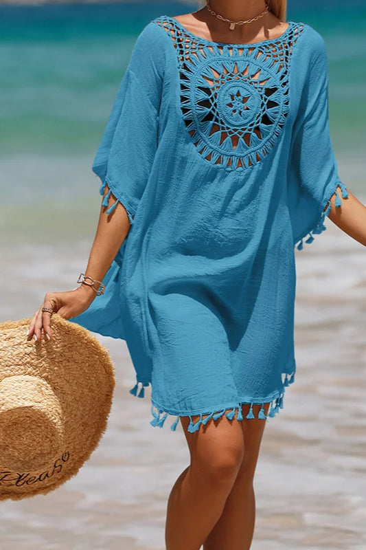 Vestido playero de ganchillo estilo bohemio