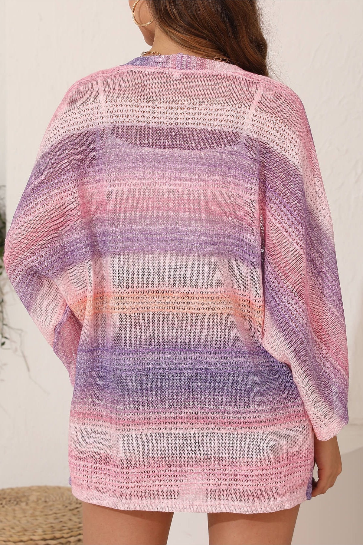 Cárdigan holgado de crochet teñido anudado