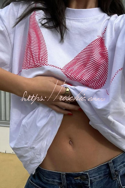 Fashionable Printed Loose Crew Neck Short Sleeve Casual T-Shirt