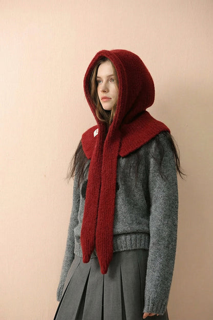 Stylish and Warm Knitted Hooded Scarf/neck Warmer (2-in-1)
