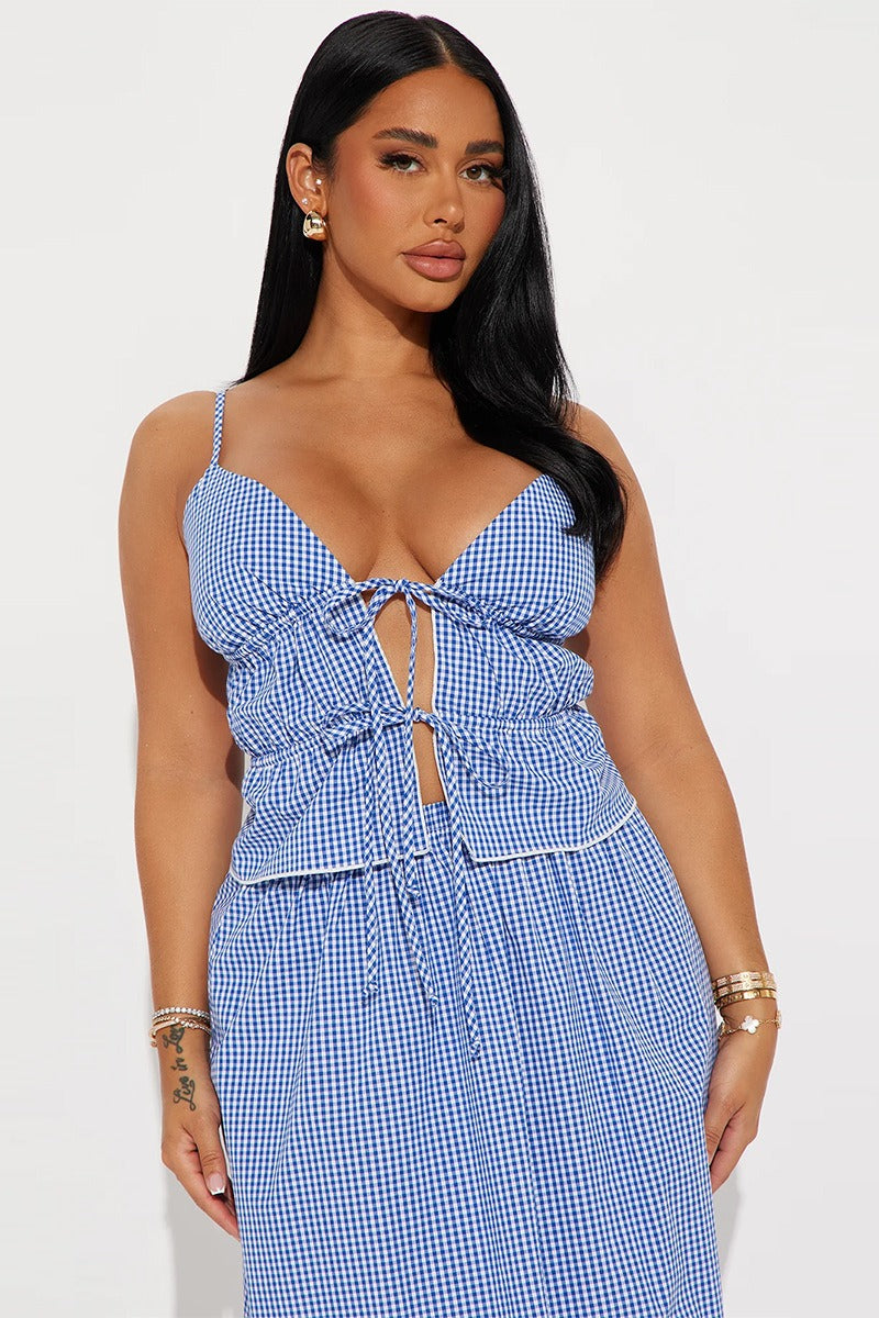 Conjunto de falda vendaje con cordones y top corto sin espalda