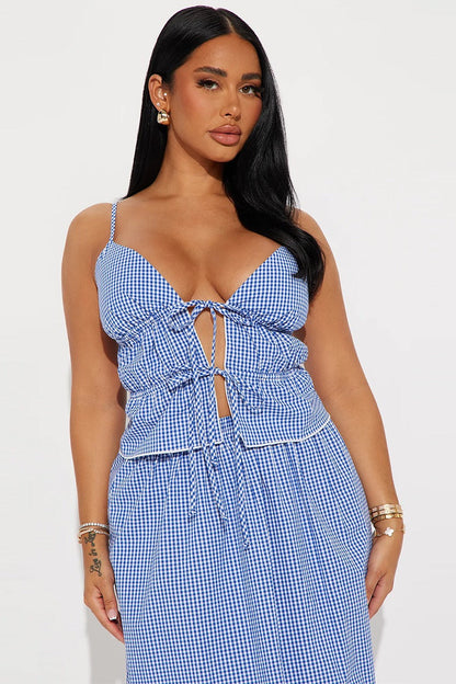 Conjunto de falda vendaje con cordones y top corto sin espalda