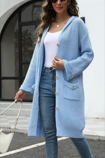 V Neck Solid Color Cardigan