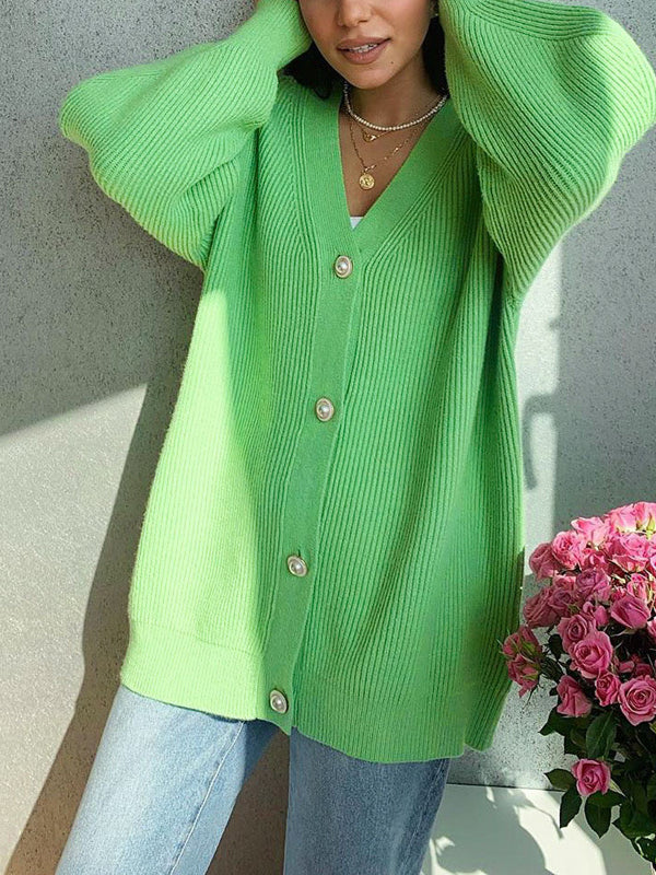 Solid Loose Knit Cardigan