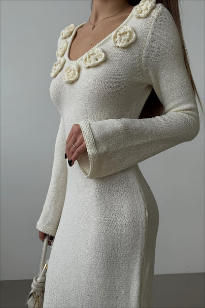 Long Sleeve Floral Maxi Sweater Dress