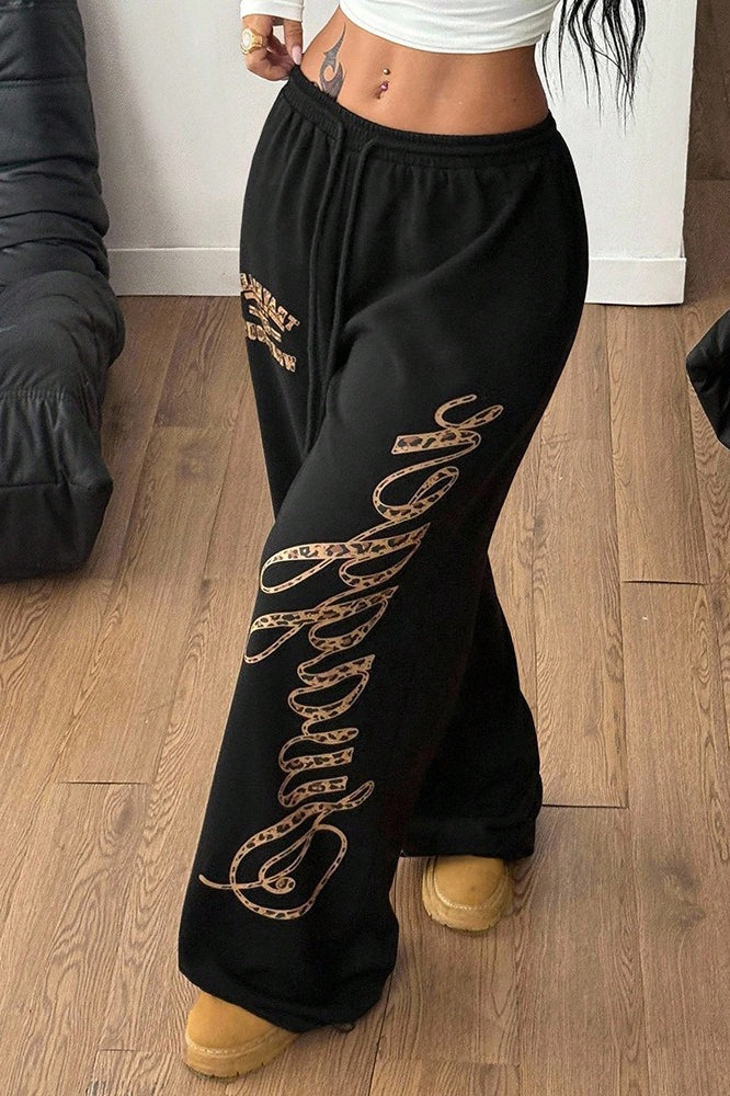 Pantalones Anchos Casuales con Estampado Gráfico de Hip Hop