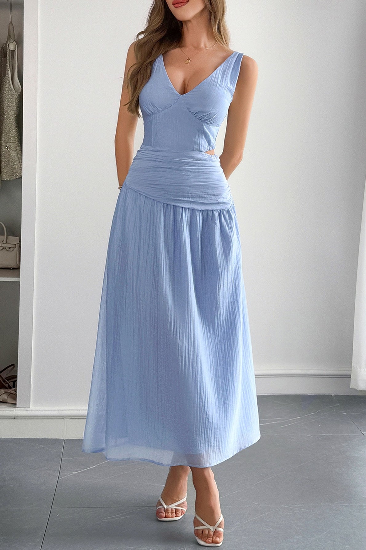Chic Deep V Waist Work Dress