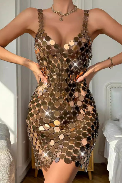 Punk Style  Acrylic Sequin Dress