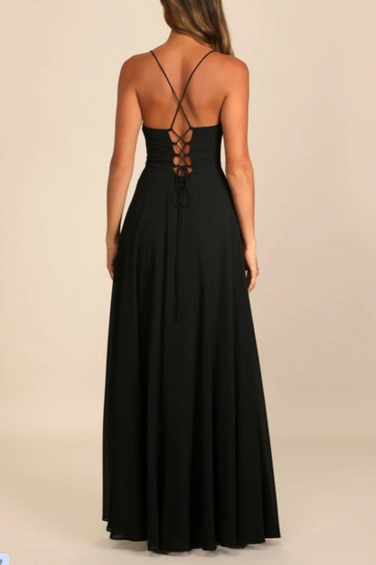 Vestido largo de fiesta halter sin espalda sexy