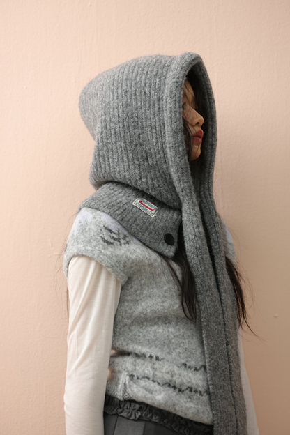 Stylish and Warm Knitted Hooded Scarf/neck Warmer (2-in-1)