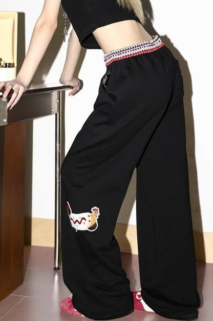 Pantalones de chándal rectos sueltos estampados