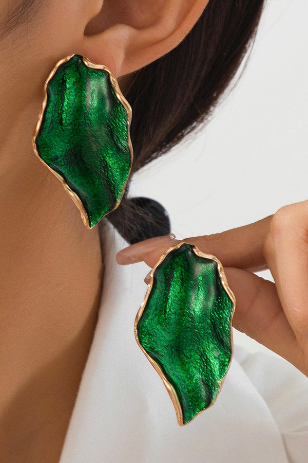 French Retro Irregular Pleated Enamel Geometric Earrings