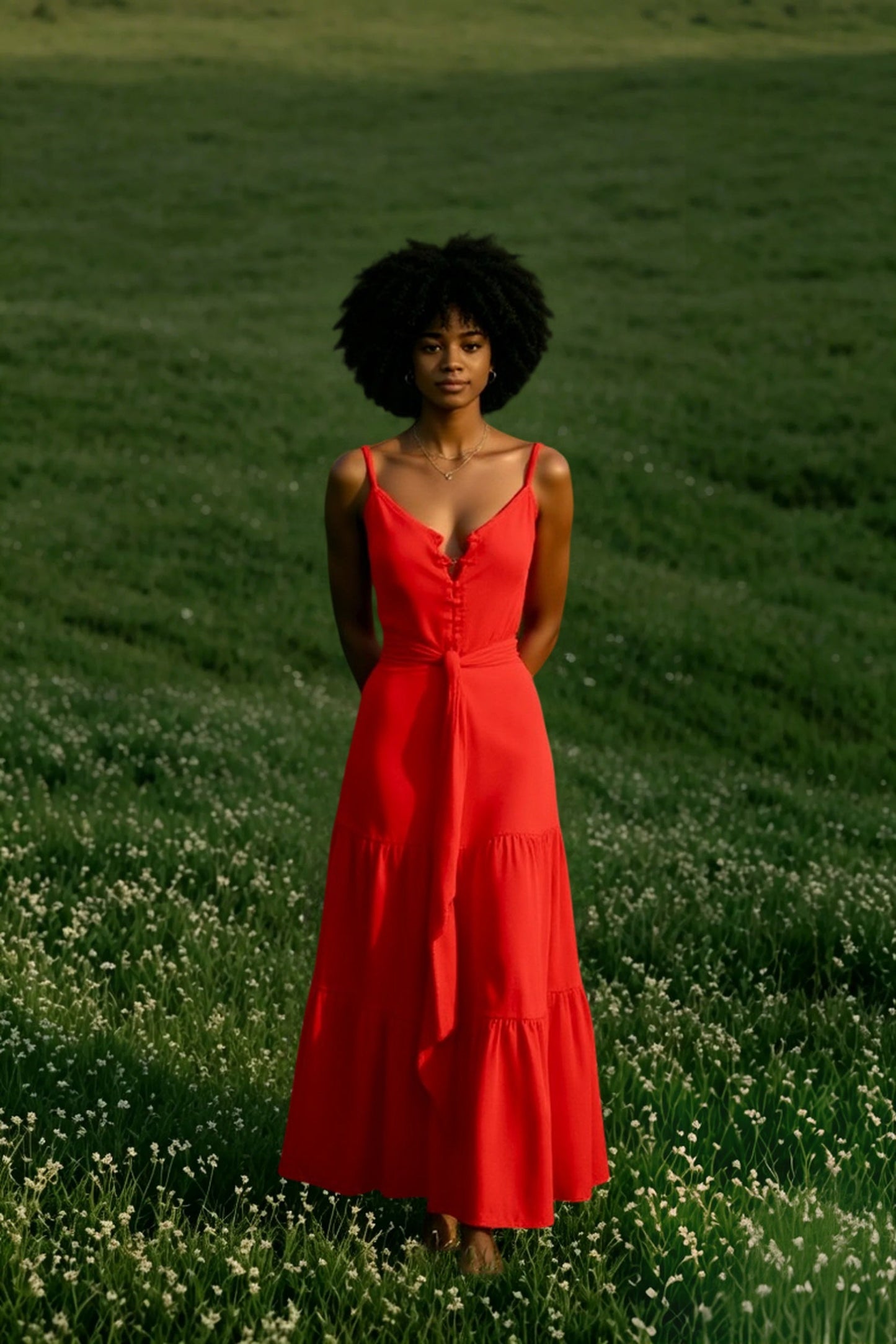 DressBetty - Elegant V Neck Tunic Ruffles Maxi Dress