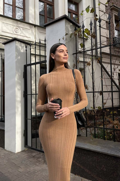 Vintage Long Sleeve Off Shoulder Maxi Dress