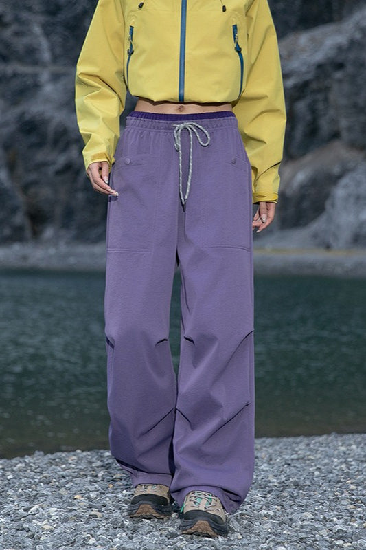 Pantalones anchos cargo de secado rápido, con puños y de colores