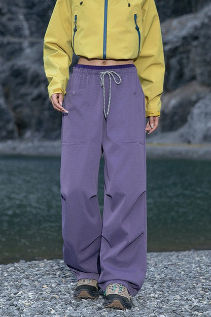Pantalones anchos cargo de secado rápido, con puños y de colores