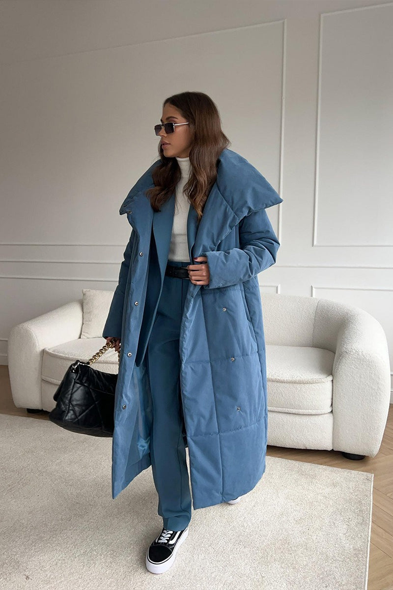 Chaqueta Puffer Larga con Cuello Alto