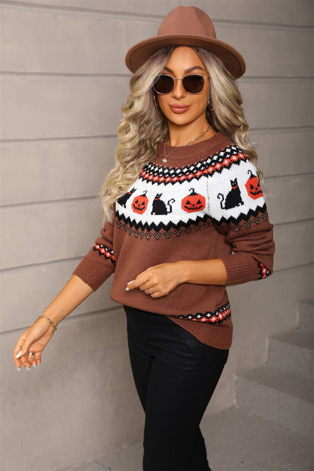 Graphic Pumpkin Halloween Sweater