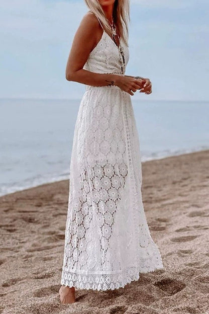 Spliced Strappy Casual Cutout Boho Dress