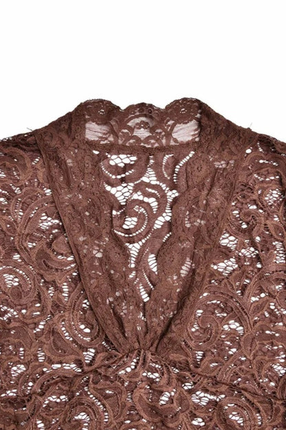 V Neck Flares Sleeve Lace Dress