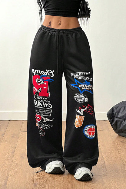 Pantalones informales anchos de hip hop estampados