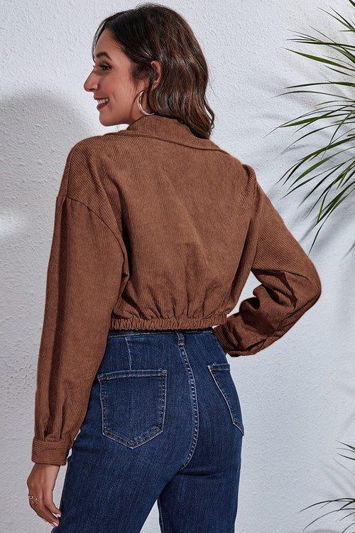 Chaqueta de pana entallada con cordón