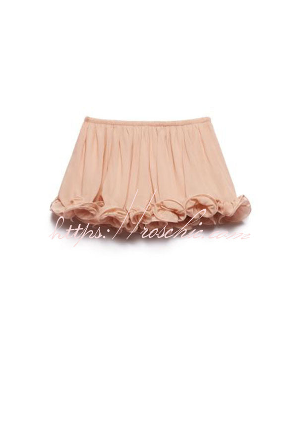 Romantic Drama Chiffon Wavy Ruffles Elastic Waist Loose Shorts (Shipped Within 24 Hours)