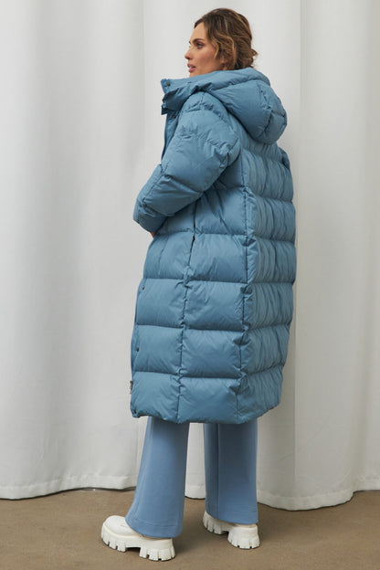 Chaqueta plumas extralarga con capucha