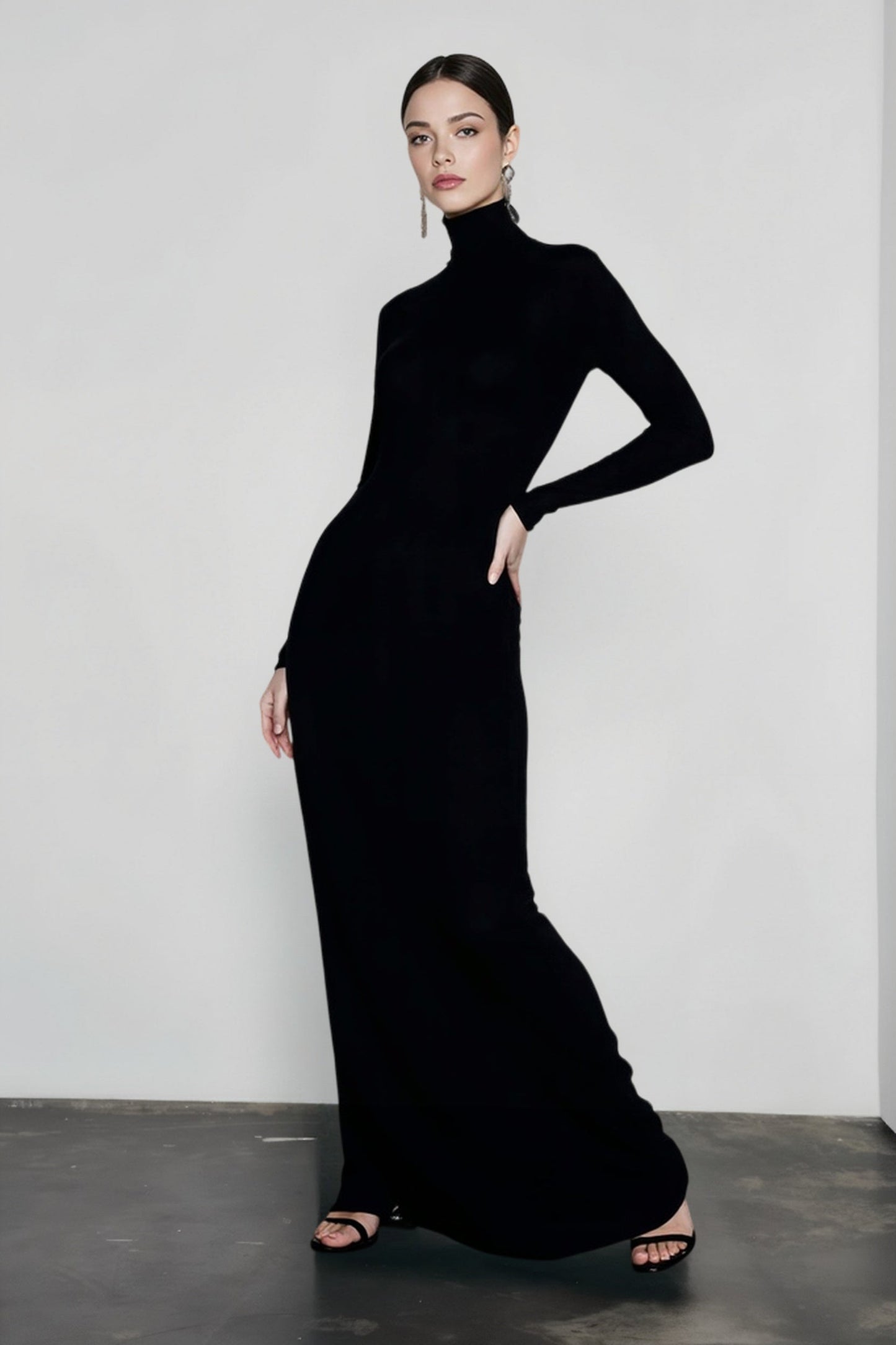 DressBetty - 2024 Elegant Spring Turtleneck Knitted Ribbed Sheath Midi Bodycon Dress