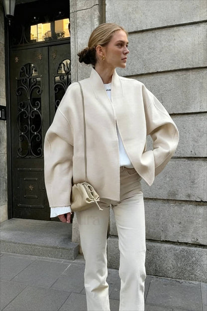 Solid Stand Graceful Collar Coat